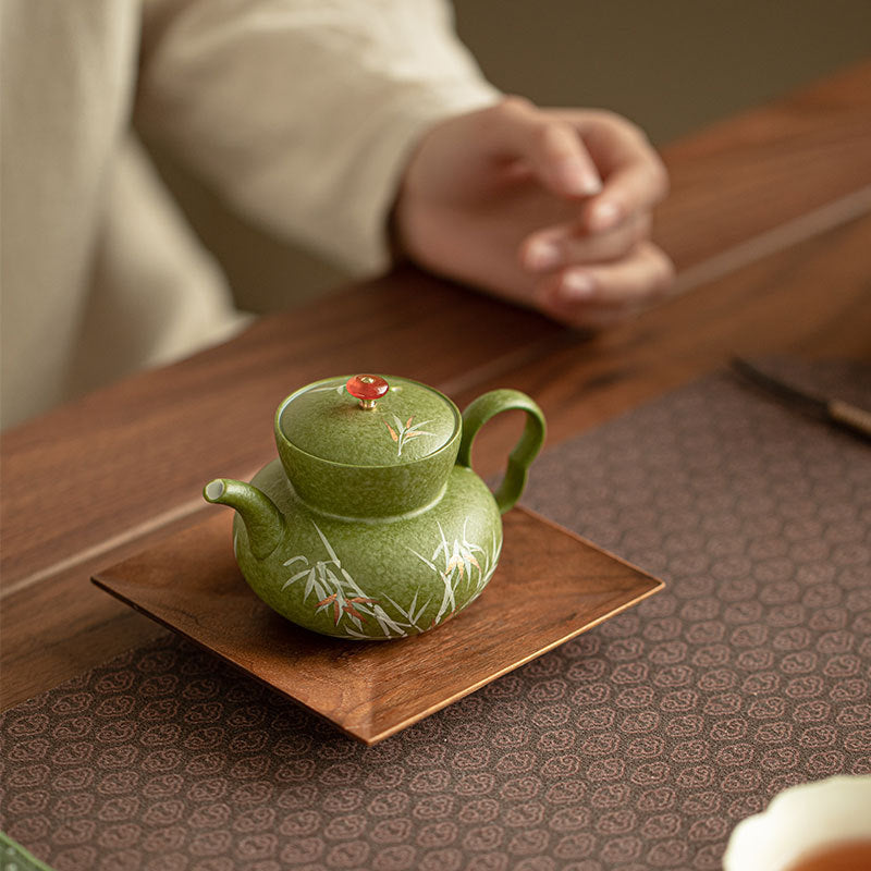 Authentic Jingdezhen Hand-Painted Bamboo Shadow Tangerine Fulu Gourd Teapot - 200ml Gongfu Teapot