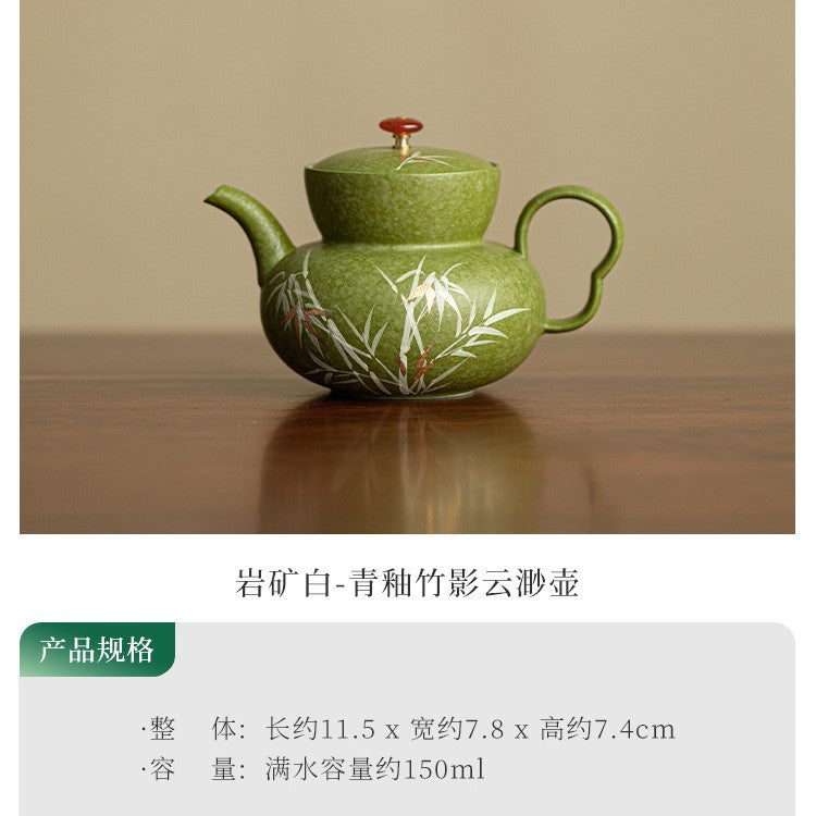 Authentic Jingdezhen Hand-Painted Bamboo Shadow Tangerine Fulu Gourd Teapot - 200ml Gongfu Teapot