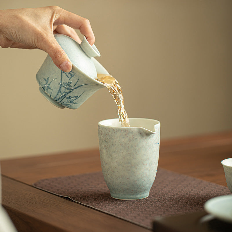 Authentic Jingdezhen Hand-Painted Underglaze Blue & White Large Sancai Gaiwan Tea Bowl - 180ml