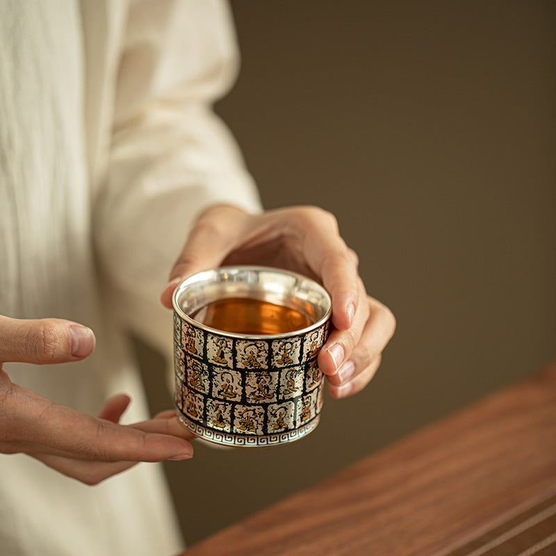 Authentic Jingdezhen Pure Ag999 Silver-Lined Horseshoe Master Teacup - 90ml Gongfu Teacup