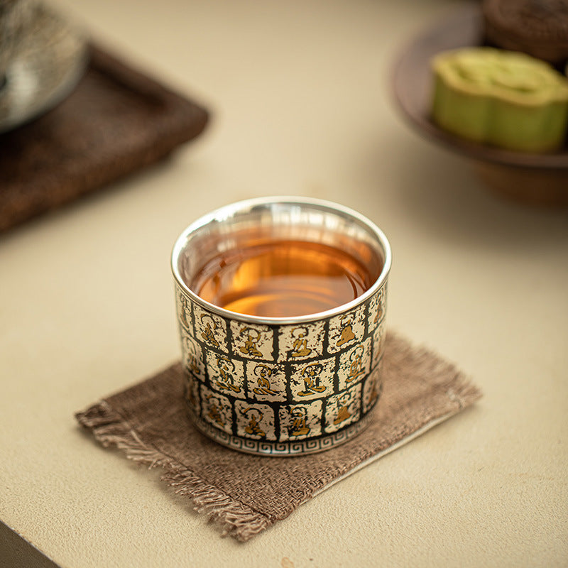 Authentic Jingdezhen Pure Ag999 Silver-Lined Horseshoe Master Teacup - 90ml Gongfu Teacup