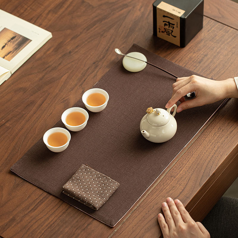 Neo-Chinese Reversible Waterproof Pastel Floral Silk Brocade Tea Table Runner & Mat - 120cm Teaware Accessories