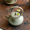 Authentic Antique Gilded Butterfly Orchid Lanfeng Beam-Handle Teapot - 240ml Gongfu Kettle