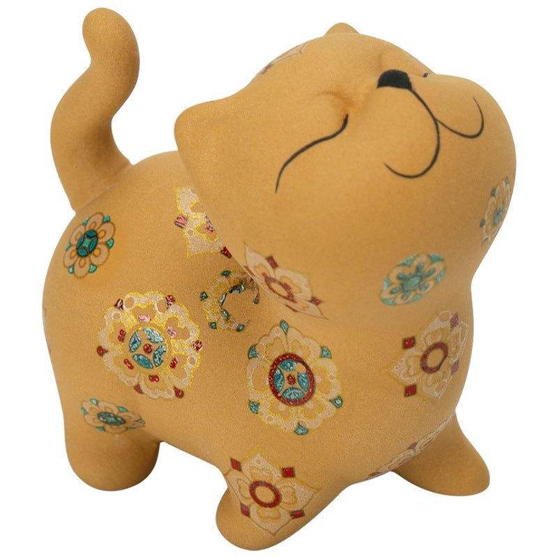 Authentic Golden Duan Clay Baoxiang Flora Sassy Kitten Ceramic Tea Pet - Desk & Tea Table Ornament