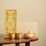 Handcrafted Golden Duan Clay Phoenix-Cry Xishi Teapot & 2 Cups Set - 180ml Gift Box Suite