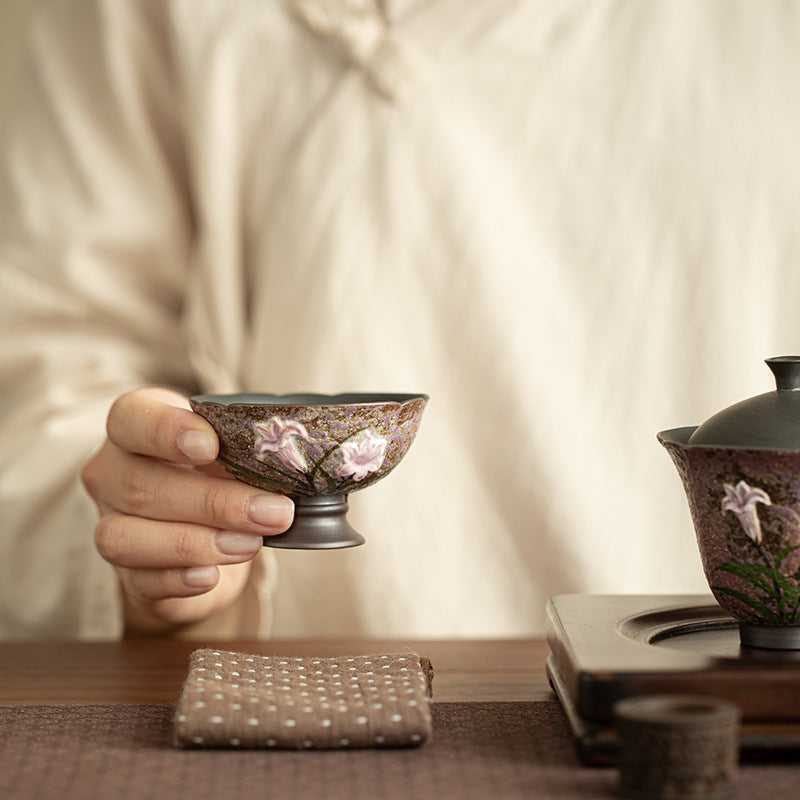 Authentic Old Rock Clay Mist Lily Xiyan Flared Anti-Scald Master Teacup - 85ml Gongfu Cup