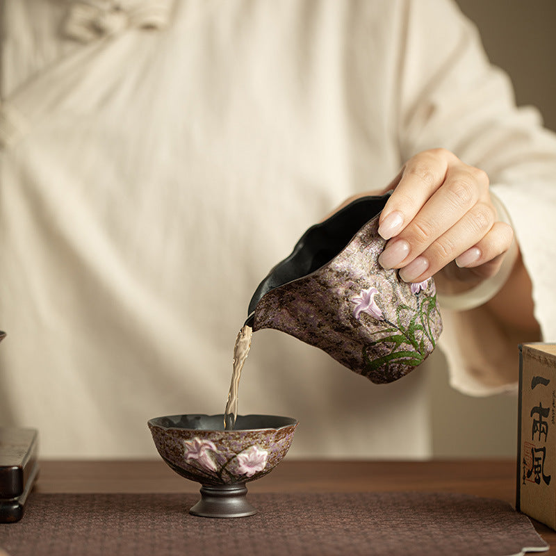 Authentic Old Rock Clay Mist Lily Xiyan Flared Anti-Scald Master Teacup - 85ml Gongfu Cup