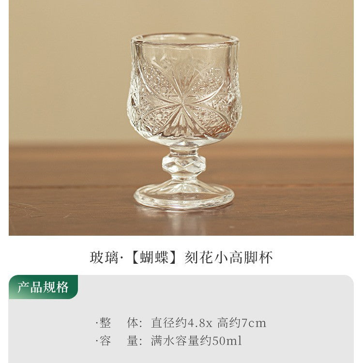 Handcrafted Carved Butterfly Pedestal High-Stem Master Teacup - 65ml Elegant Goblet & Cup