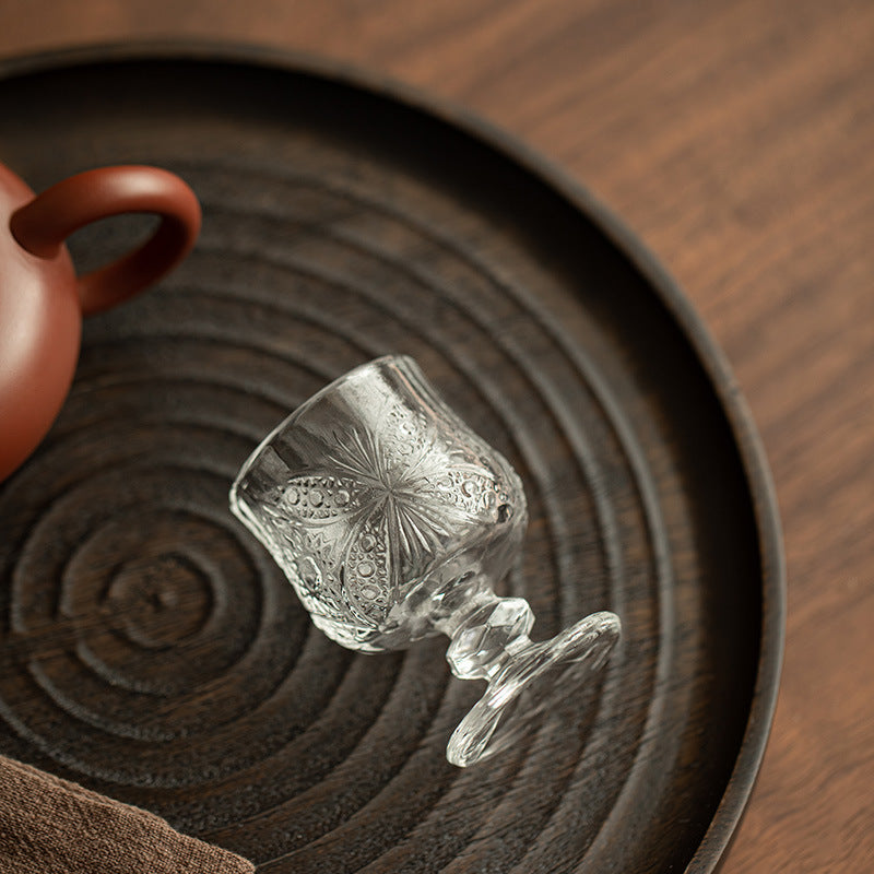 Handcrafted Carved Butterfly Pedestal High-Stem Master Teacup - 65ml Elegant Goblet & Cup