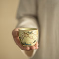 Authentic Beige Ru Ware Celadon Flower & Bird Crackle Master Teacup - 80ml Gongfu Cup