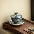 Authentic Ru Ware Celadon Yuan Blue & White Gourd-Ingot Hover-Suspension Gaiwan - 165ml Tea Bowl