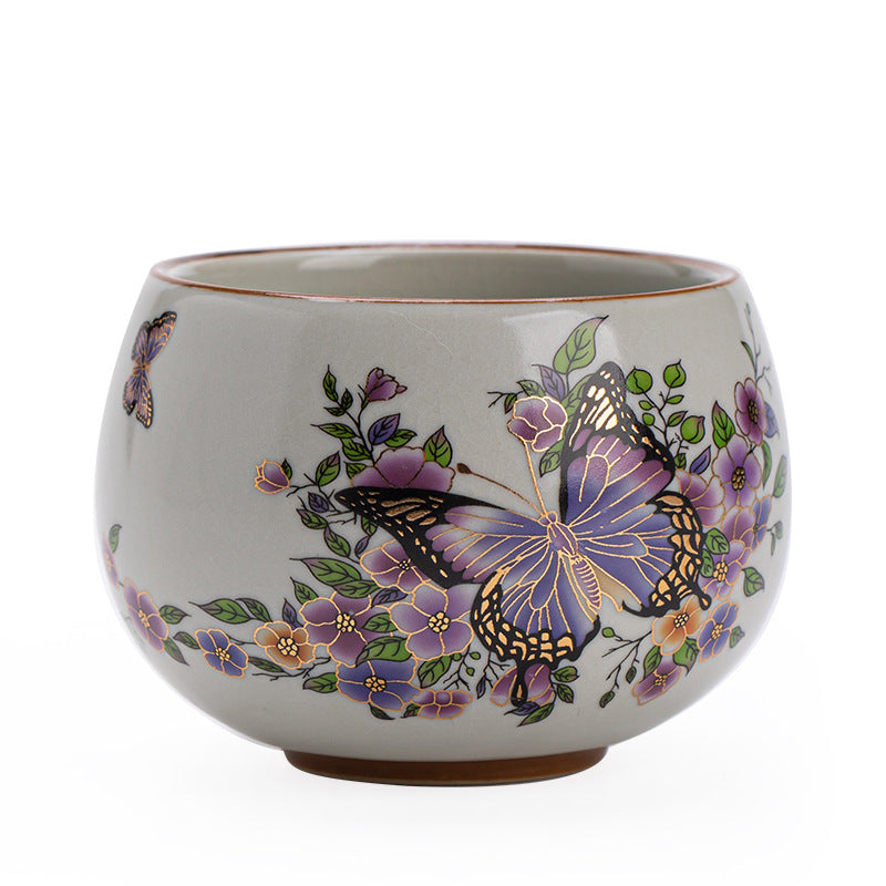 Authentic Song-Style Ru Ware Celadon Butterfly Shadow Yuanrong Master Teacup - 100ml Large Cup