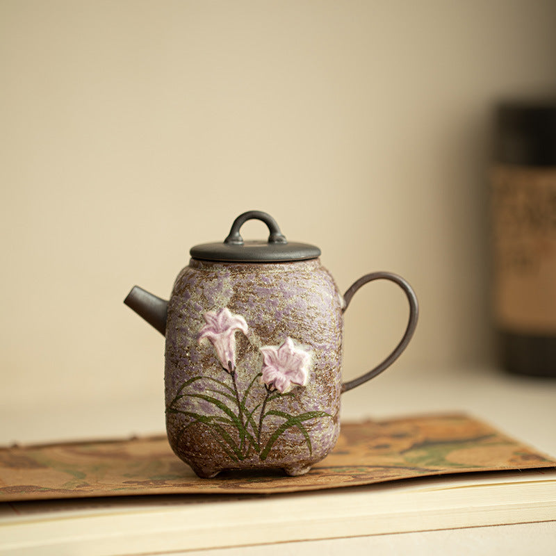 Authentic Old Rock Clay Mist Lily Square Sifang Ceramic Teapot - 190ml Gongfu Steeping Teapot
