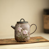 Authentic Old Rock Clay Mist Lily Square Sifang Ceramic Teapot - 190ml Gongfu Steeping Teapot