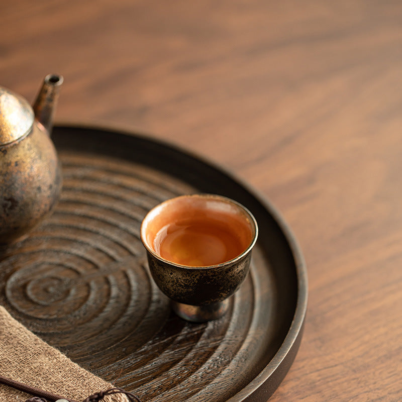 Authentic Jingdezhen Shino Glaze Handcrafted Gilded Xiaozhuo Master Teacup - 75ml Gongfu Cup