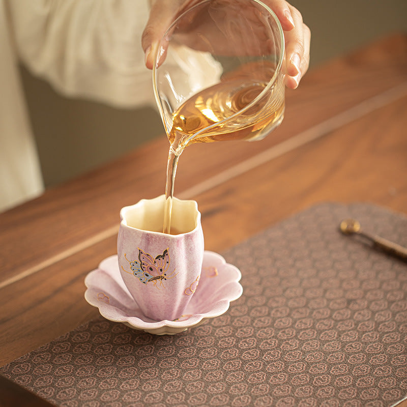 Authentic Jingdezhen Kohiki Rock Mineral Dancing Butterfly Narrow-Mouth Teacup - 80ml Aroma Cup