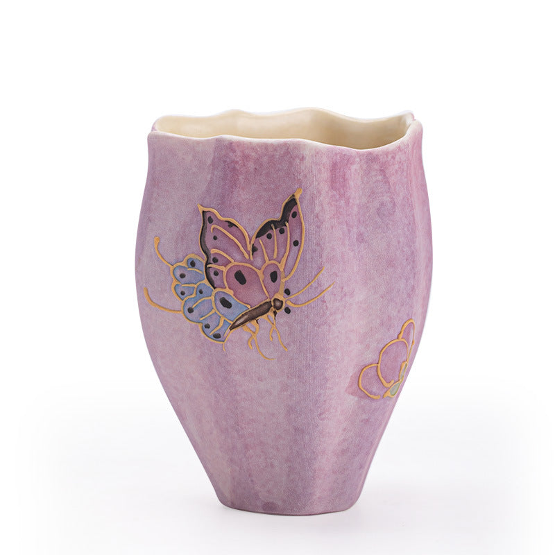 Authentic Jingdezhen Kohiki Rock Mineral Dancing Butterfly Narrow-Mouth Teacup - 80ml Aroma Cup