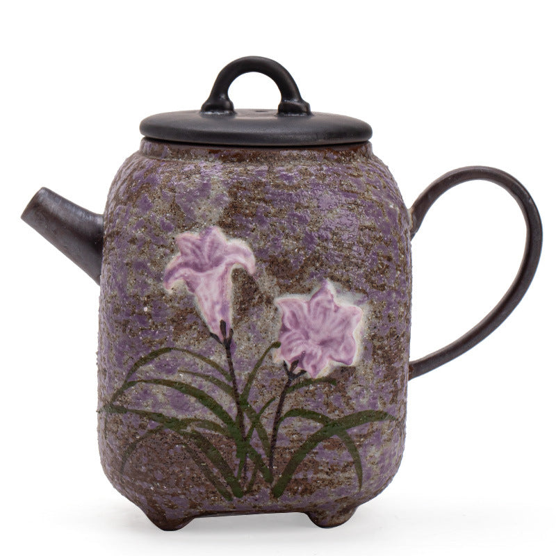 Authentic Old Rock Clay Mist Lily Square Sifang Ceramic Teapot - 190ml Gongfu Steeping Teapot