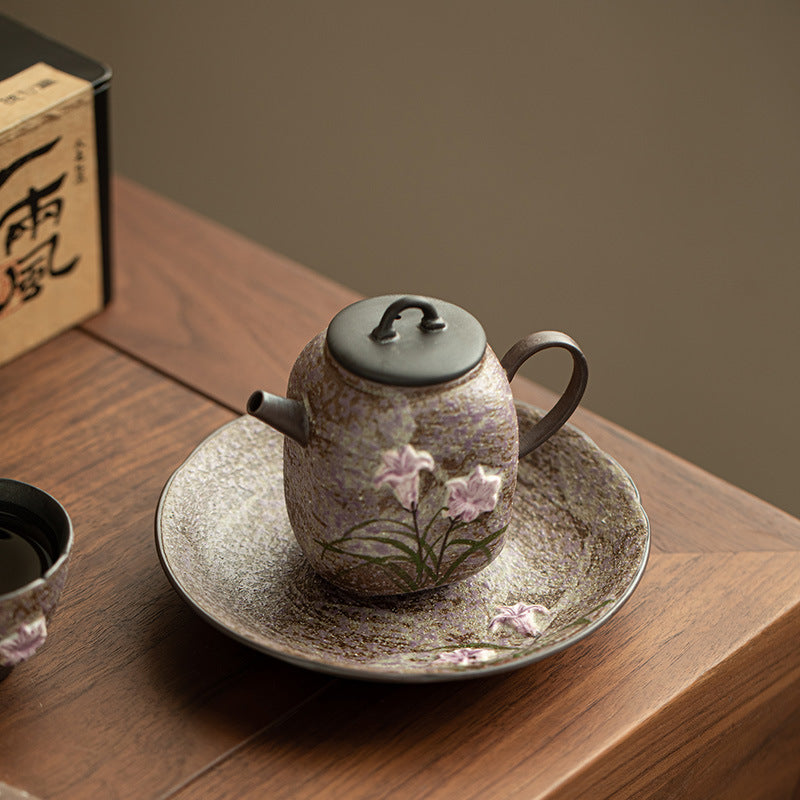 Authentic Old Rock Clay Mist Lily Square Sifang Ceramic Teapot - 190ml Gongfu Steeping Teapot