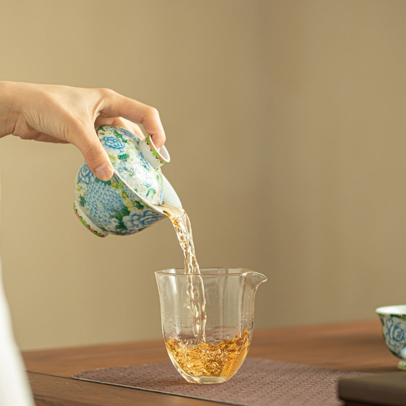 Authentic Jingdezhen Imperial Wanhua Peony Hall of Splendor Large San Cai Gaiwan - 190ml Tea Bowl