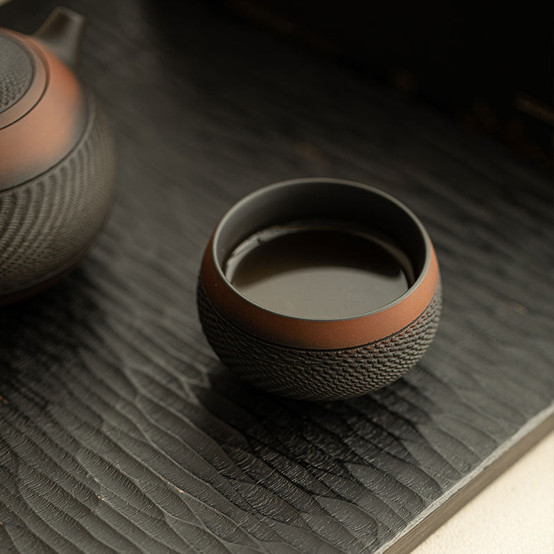 Authentic Jianshui Purple Pottery Chatter-Pattern Small Luohan Master Teacup - 70ml Gongfu Cup