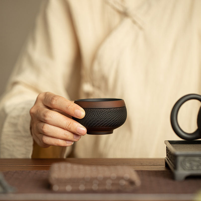 Authentic Jianshui Purple Pottery Chatter-Pattern Small Luohan Master Teacup - 70ml Gongfu Cup