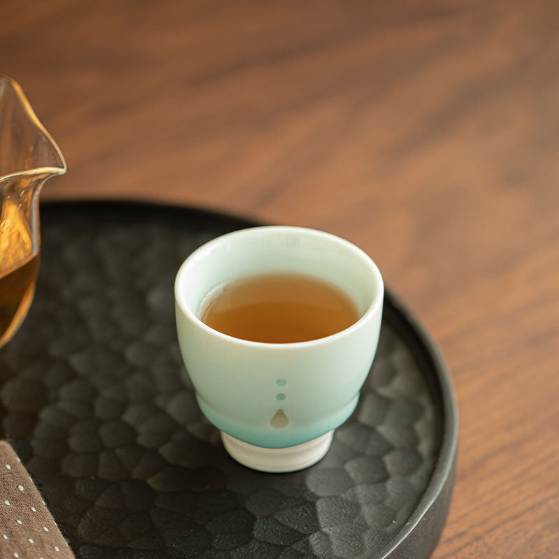 Authentic Tianqing Celadon Handcrafted Linglong Pierced Rice-Grain Master Teacup - 80ml Cup