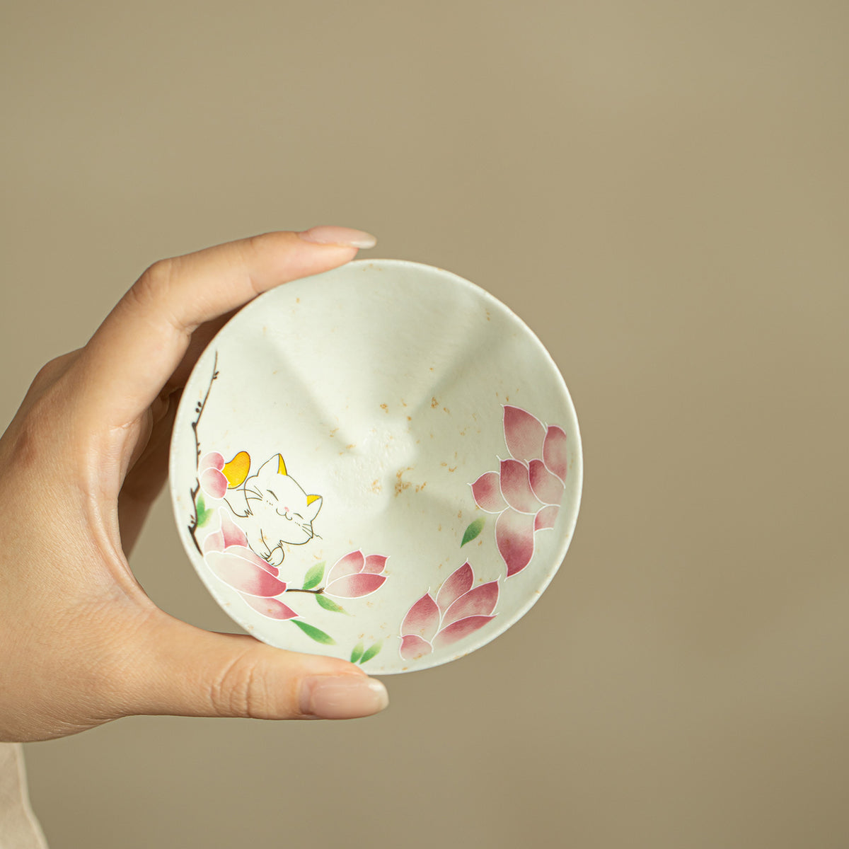 Authentic Blue & White Huoshihong Magnolia Playful Cat Gourd Master Teacup - 80ml Gongfu Cup