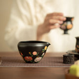 Authentic Jingdezhen Black Pottery Hand-Painted Rose Fairness Pitcher - 220ml Gongfu Cha Hai
