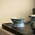 Authentic Song-Style Ru Ware Celadon Yuan Blue & White Ceramic Tea Strainer Set - 2pc Teaware Accessories