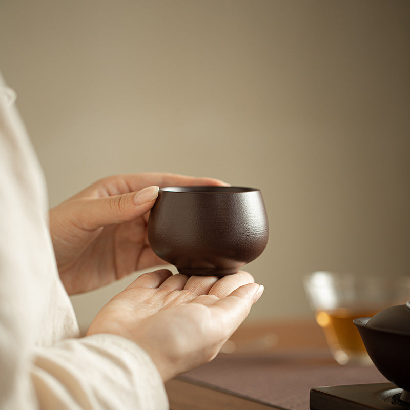 Authentic Purple Rock Mineral Handcrafted Luohan Ceramic Master Teacup - 90ml Gongfu Tasting Cup