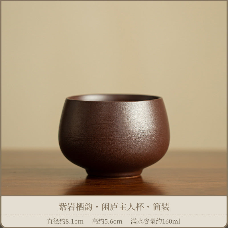 Authentic Purple Rock Mineral Handcrafted Luohan Ceramic Master Teacup - 90ml Gongfu Tasting Cup