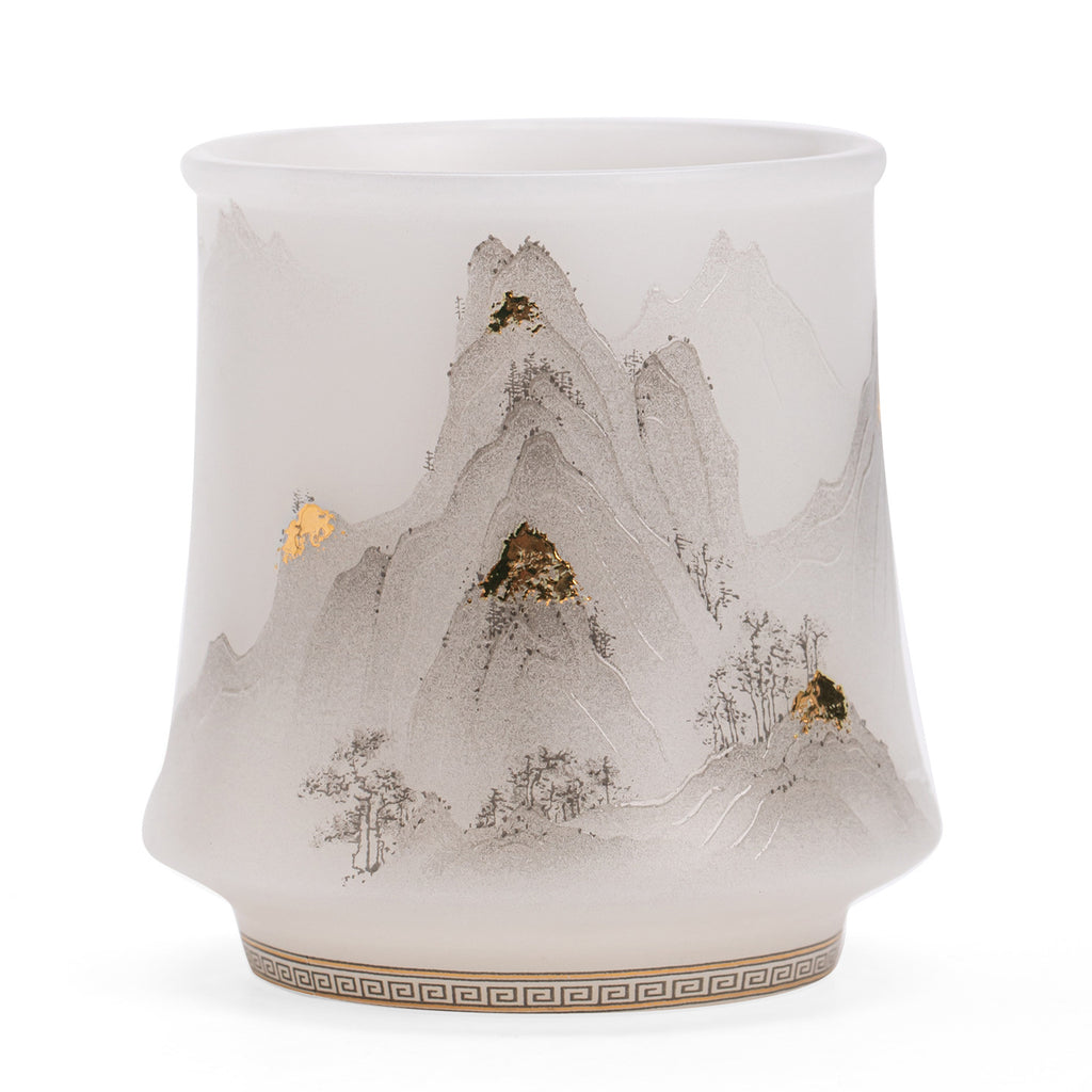 Luxury Dehua Mutton-Fat Jade Ice Biscuit 24K Gold Mountain Archer's Ring Teacup - 80ml Master Cup