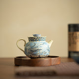 Authentic Jingdezhen Blue & White Huoshihong Dunhuang Flying Apsaras Ceramic Teapot - 190ml Gongfu Pot