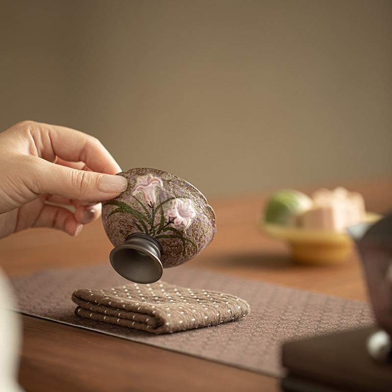 Authentic Old Rock Clay Mist Lily Xiyan Flared Anti-Scald Master Teacup - 85ml Gongfu Cup