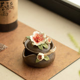Authentic Jingdezhen Handcrafted Wood-Fired Peach Blossom Treasure Vase Stoneware Teapot - 180ml Gongfu Teapot