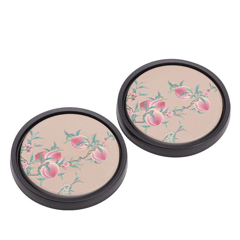 Antique Nine Peaches Quick-Dry Ceramic Teapot Bearing Coaster Tray - 16cm Teaware Accessories