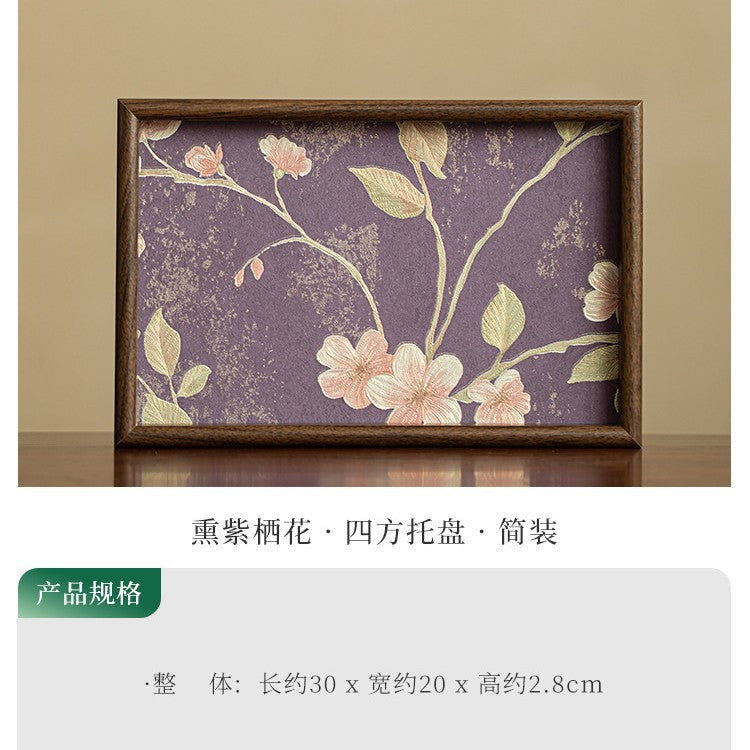 Authentic Jingdezhen Smoky Purple Floral Square Ceramic Dry-Brewing Teaware Tray - 20cm Teaware Accessories