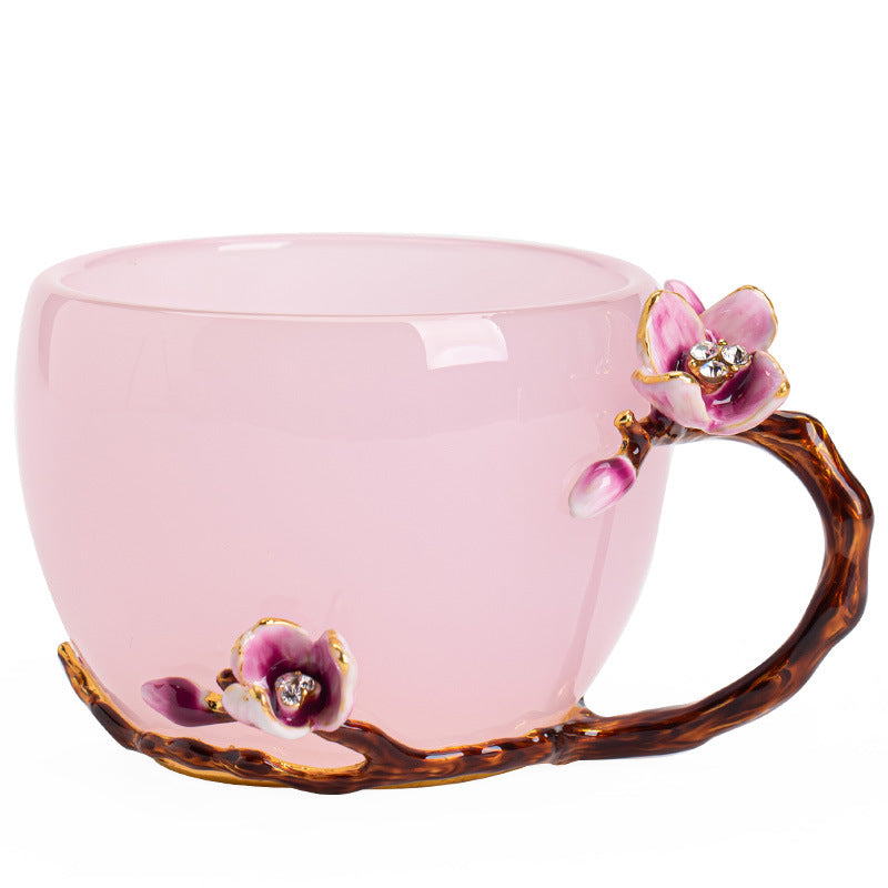 Handcrafted Pastel Pink Floral Glazed Ceramic Master Tasting Cup - 120ml Gongfu Teacup