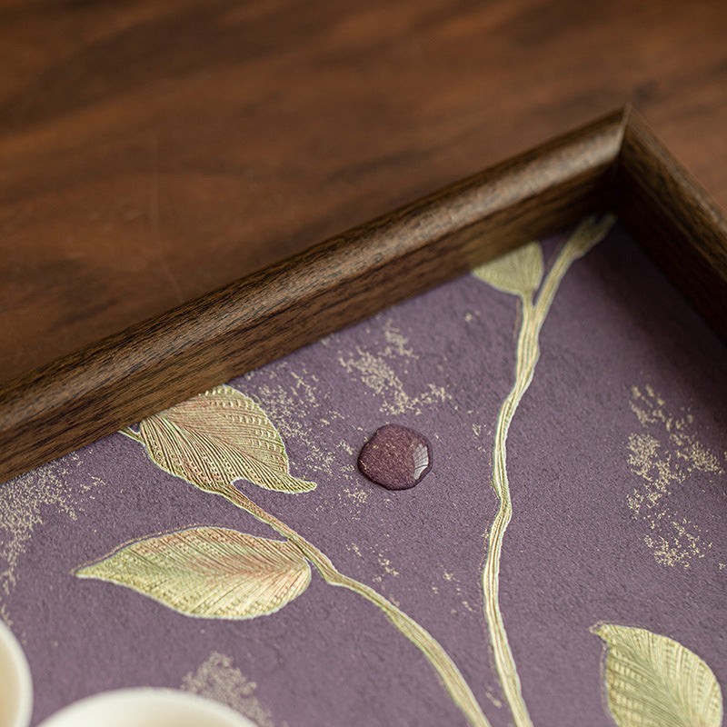 Authentic Jingdezhen Smoky Purple Floral Square Ceramic Dry-Brewing Teaware Tray - 20cm Teaware Accessories