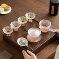 Handcrafted Frosted Liuli Crystal Glass Complete Gongfu Tea Set with Tray & Luxury Gift Box