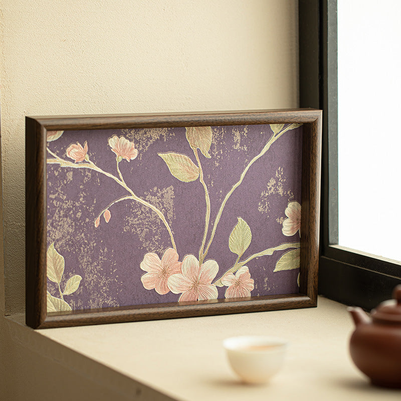 Authentic Jingdezhen Smoky Purple Floral Square Ceramic Dry-Brewing Teaware Tray - 20cm Teaware Accessories