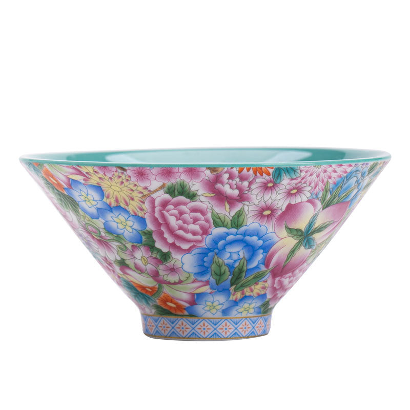 Authentic Jingdezhen Hand-Painted Enamel Blooming Garden Conical Master Teacup - 80ml Gongfu Teacup