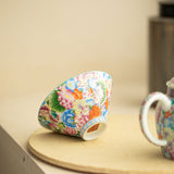 Authentic Jingdezhen Hand-Painted Enamel Blooming Garden Conical Master Teacup - 80ml Gongfu Teacup