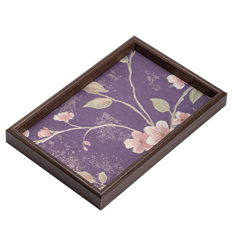 Authentic Jingdezhen Smoky Purple Floral Square Ceramic Dry-Brewing Teaware Tray - 20cm Teaware Accessories