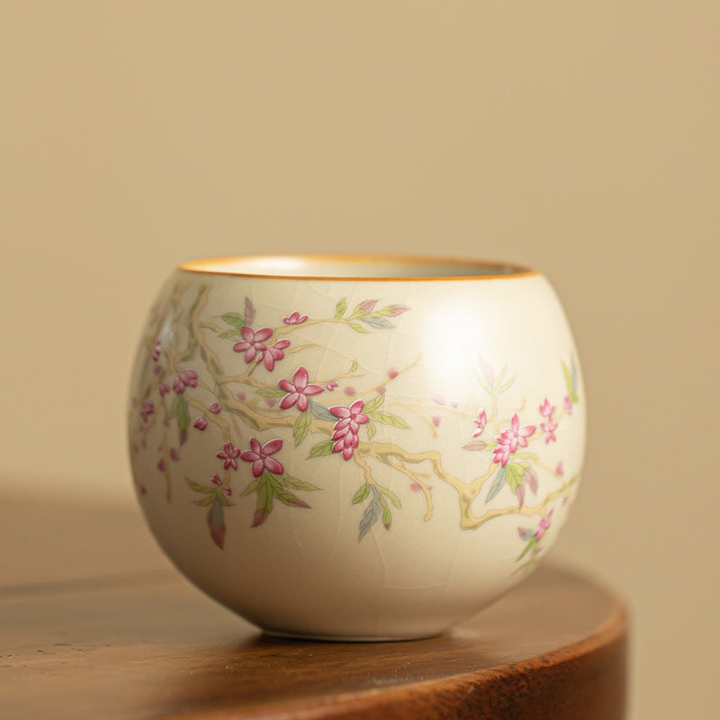 Authentic Ru Ware Peach Blossom Dragon Egg Master Tasting Cup - 90ml Gongfu Teacup