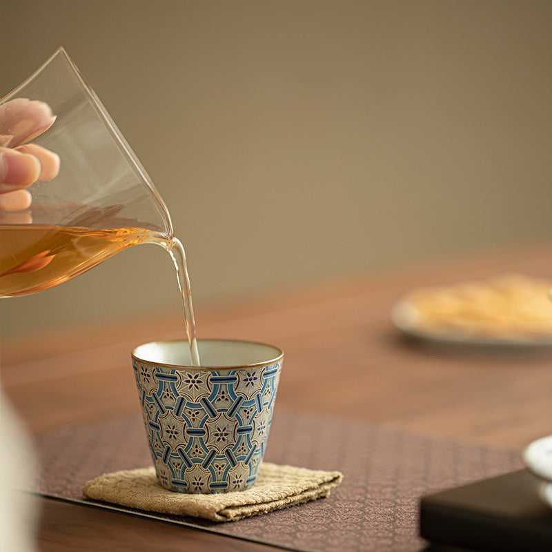 Authentic Jingdezhen Blue & White Ru Ware Celadon Crackle Master Tasting Cup - 75ml Gongfu Teacup