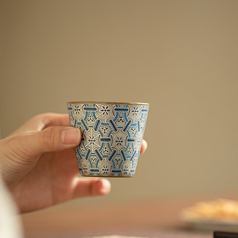 Authentic Jingdezhen Blue & White Ru Ware Celadon Crackle Master Tasting Cup - 75ml Gongfu Teacup