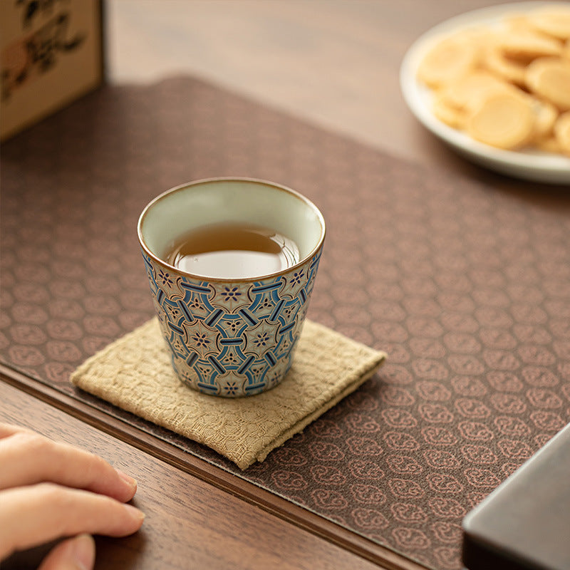 Authentic Jingdezhen Blue & White Ru Ware Celadon Crackle Master Tasting Cup - 75ml Gongfu Teacup