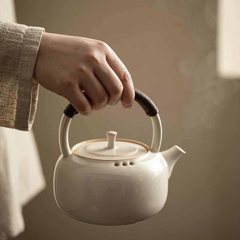 Vintage Electric Ceramic Stove & Overhead-Handle Teapot Set - 800ml Boiling Kettle & Infrared Heater Tea Set
